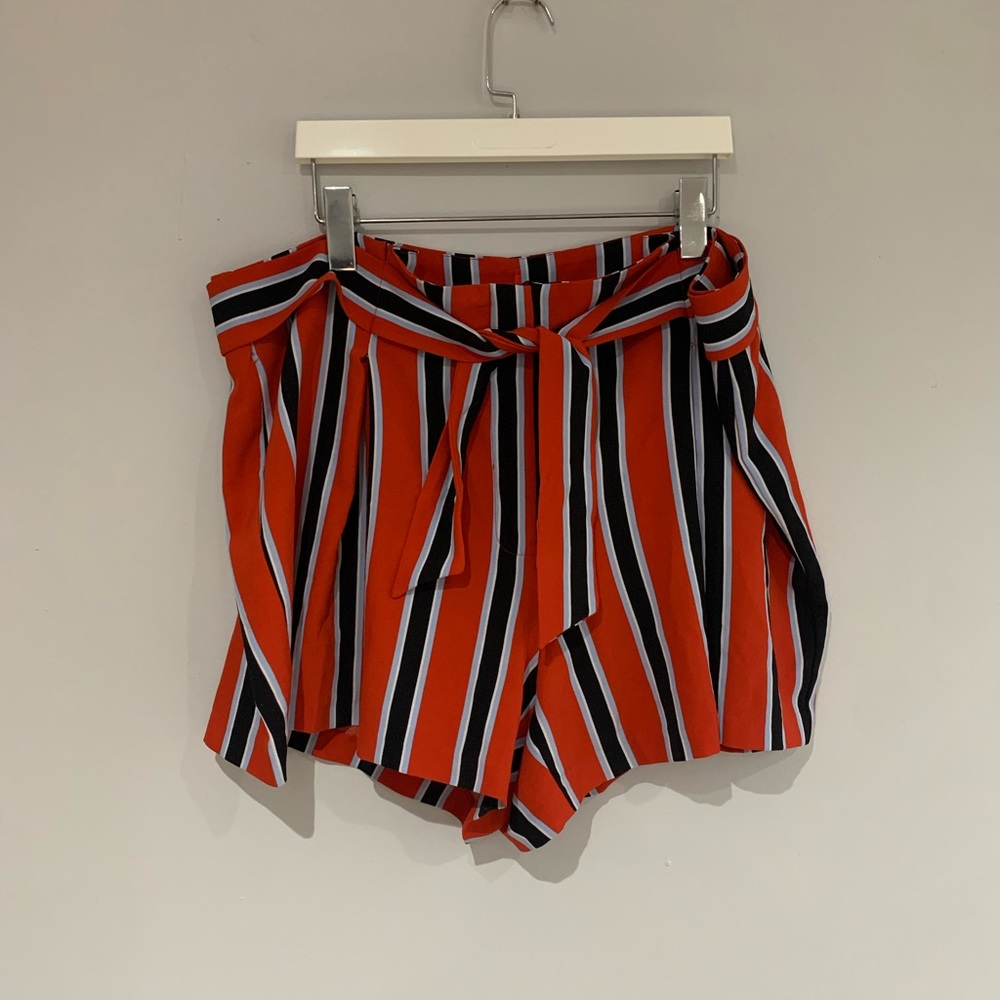 Striped Tie Front Shorts